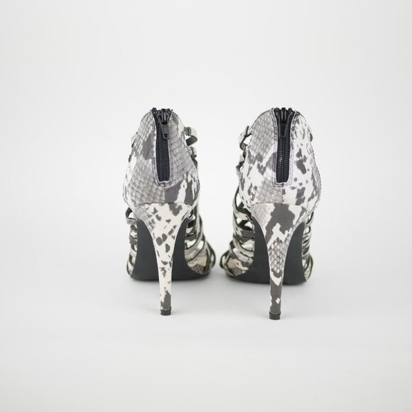 MADDEN GIRL Women's 7.5 Gray & beige snake print high heel sandals shoes DALISSA - Picture 3 of 11